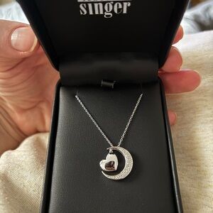 Brand New Steven Singer Silver Moon and Back Diamond Necklace